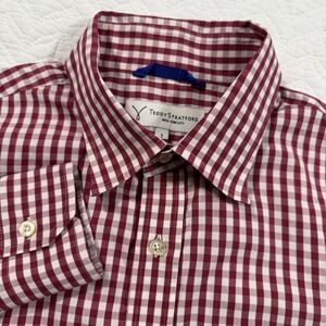 TEDDY STRATFORD New York City Mens Gingham Zip Button‎ Down Shirt Size 1 Small